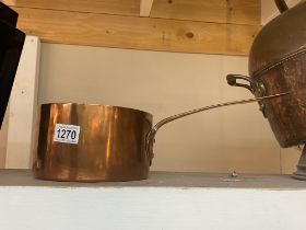 A Georgian/Victorian copper saucepan with dovetail jointed base