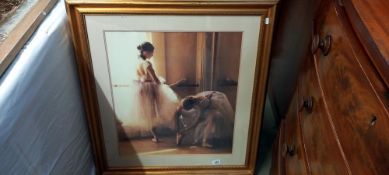 A large gilt framed and glazed ballerina print 80cm x 95cm COLLECT ONLY
