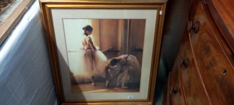 A large gilt framed and glazed ballerina print 80cm x 95cm COLLECT ONLY