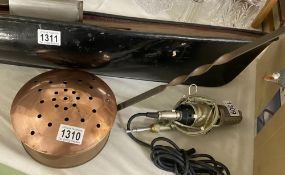 A good vintage copper chestnut roaster with wrought iron handle