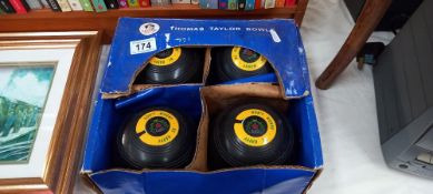 A boxed set of 4 Thomas Taylor bowls size 5, box a/f COLLECT ONLY