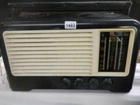 A vintage bakelite radio.