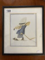 A framed and glazed picture of a cartoon Detective Mouse signed Suki ?