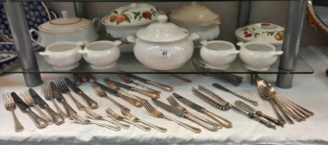 A selection of flatware cutlery and a quantity of tureens etc COLLECT ONLY
