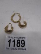 Three 9ct gold earrings, 2.35 grams.