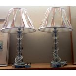 A pair of artistic bobble column lamps with shades COLLECT ONLY