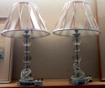 A pair of artistic bobble column lamps with shades COLLECT ONLY