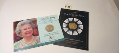 Queen Elizabeth II 80th birthday £5 coin and a Jersey coronation £5 coin in presentation packs