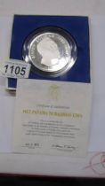 A 1972 4oz .925 silver Panama 20 Balboas coin with certificate.