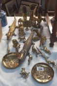 A good lot of brass including 2 crocodile nut crackers and many animal figures etc