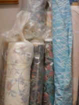 Approximately 20 rolls and part rolls of new curtain fabric and material COLLECT ONLY.