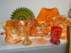 A mixed lot of carnival glass.