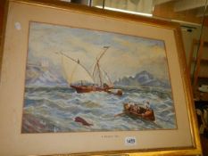 A framed and glazed seascape entitled 'A Breezy Day' signed M Hooten 03, COLLECT ONLY