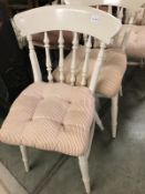 4 kitchen chairs painted cream with cushion A/F