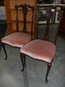 A pair of Edwardian mahogany dining chairs, COLLECT ONLY.