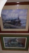 2 framed and glazed prints of steam trains COLLECT ONLY