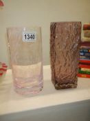 Two Whitefriars style glass vases.
