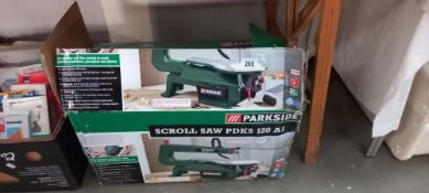 A Parkside electric saw in box, in working order COLLECT ONLY