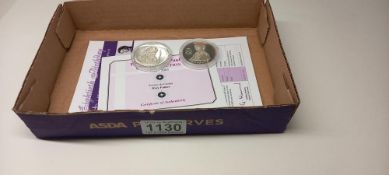 Pope John Paul II 1920-2005 and Queen Elizabeth II 80 birthday silver proof coins with certificates