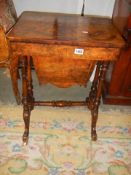 A Victorian mahogany fully fitted sewing table, COLLECT ONLY.