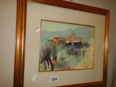 A framed and glazed watercolour signed Artenzi. COLLECT ONLY.