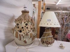 A large Shelf Pottery Ltd lamp and a smaller example. COLLECT ONLY.