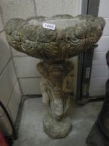 A moulded cement gird bath, 80 cm tall x 46 cm diameter, COLLECT ONLY.