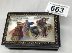 Lacquer box with country scene
