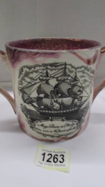 A large Sunderland Lustre two handled loving cup - The Sailor's Farewell. - Image 2 of 3