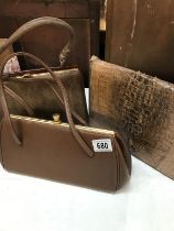 Three Vintage handbags 1x Crocodile