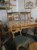 A good mahogany dining table with a set of six cabriole leg dining chairs, COLLECT ONLY.