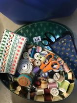 Quantity of sewing items, fabric and yarn