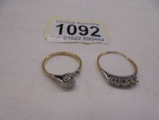 Two 9ct gold rings, both damaged, 3.57 grams.