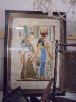 A large framed and glazed Egyptian Goddess picture, COLLECT ONLY.