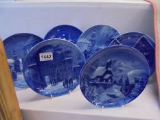 Six Berlin blue and white Christmas plates.