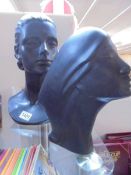 A black ceramic bust and one other, COLLECT ONLY.