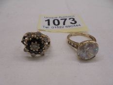 Two 9ct gold rings, sizes I half and L half, 7.3 grams.