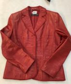 Ladies Garry Weber Red Leather Jacket. Size10