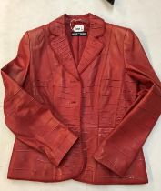 Ladies Garry Weber Red Leather Jacket. Size10