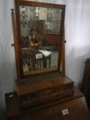 A Victorian mahogany dressing table mirror with three drawers. COLLECT ONLY.