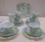 A fine Shelley 'Melody' pattern porcelain tea set.