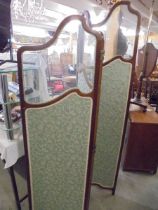 A good mahogany and glass three fold dressing screen, COLLECT ONLY.