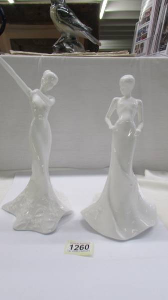 A pair of Coalport Music & Dance white figures - Adagio and Madrigal.