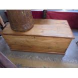 A large pine blanket box, (114cm x 51.5cm x 48.5cm) COLLECT ONLY.