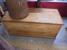 A large pine blanket box, (114cm x 51.5cm x 48.5cm) COLLECT ONLY.