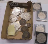 A collection of coins including Victorian, Churchill and other crowns and a US 1976 dolllar etc.,