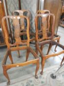 A set of four inlaid chairs (missing drop in seats). COLLECT ONLY.