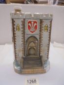 A Staffordshire decanter "King's Gate" Caernarvon Castle made for the Prince of Wales investiture.
