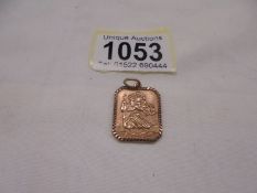 A 9ct gold St. Christopher pendant, 5.72 grams.
