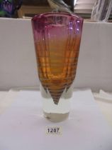 A heavy studio glass vase, 26.5 cm.